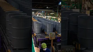 Process of making drum cans. Mass production plant in Japan#shorts