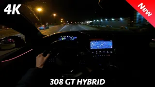 Peugeot 308 GT 2022 - Night POV drive (4K) | 1.6 PureTech 180 HP, 8 e-EAT HYBRID (PHEV), Matrix LED