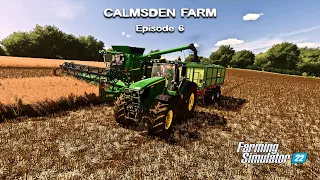 Stacking straw and silage bales, canola harvest, mulching | Calmsden farm | FS22 | Timelapse #6