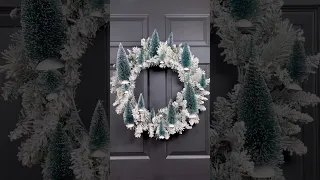 Create this stunning wreath using bottle brush trees for less than $20! 🌲 #diy #christmas #shorts