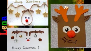 3 Rentier Weihnachtskarten basteln mit Lena 🦌 DIY Reindeer Christmas card 🦌 Открытка на Новый Год