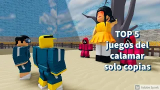 top 5 juegos del juego del calamar en roblox solo copias baratas xd