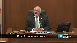 07/18/17 Metro Council Announcements