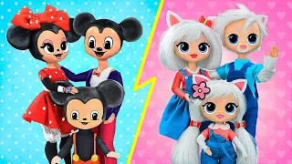 La Familia de Mickey Mouse y la Familia de Hello Kitty / 10 Manualidades para LOL OMG