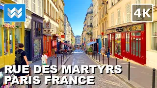 [4K] Rue Des Martyrs Street in Pigalle Paris France 🇫🇷 Walking Tour Vlog & Vacation Travel Guide 🎧