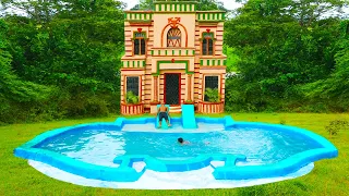 [Full Video] Build Creative Mud Villa House And Swimming Pool For Entertainment Place In The Forest
