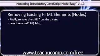 JavaScript Training Tutorial Removing Existing HTML Elements (Nodes)