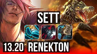 SETT vs RENEKTON (TOP) | 9/2/8, 700+ games, 1.0M mastery, Godlike | EUW Master | 13.20