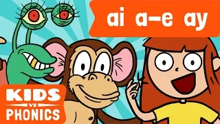 AI , A - E and AY | Similar Sounds | Sounds Alike | How to Read | Made by Kids vs Phonics