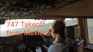 Female 747 Pilot TAKEOFF  FROM MEXICO CITY