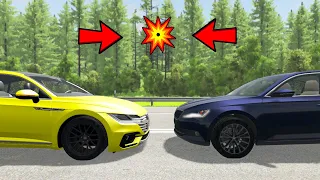 Vw Arteon R-line Vs Skoda Kodiaq CRASH TEST - Realistic Car Crashes (BeamNG Drive)