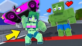 Monster School : Hulk Zombie Girl is Winner - Racing & Love Story - Minecraft Animation
