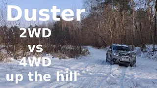 Duster 2WD vs 4WD up the hill.