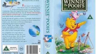 Winnie the Pooh's Most Grand Adventure (1997, UK VHS)