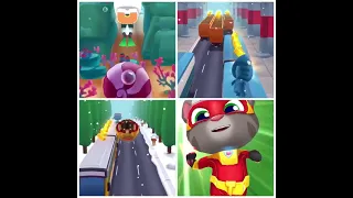 Tom Hero Dash Tom Gold Run- Zombie Ben VS Iron Ben VS Shark VS Agent Angela Turbo Reverse Backwards