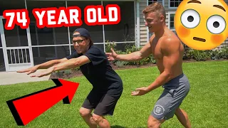 TEACHING MY 74 YEAR OLD GRANDMA A BACKFLIP!