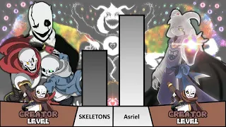 Skeletons VS Asriel Dreemurr Power Levels