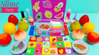 FRUITS SLIME🍒🍑🍇Mixing makeup & glitter into Clear Slime ASMR Satisfying Slime Videos