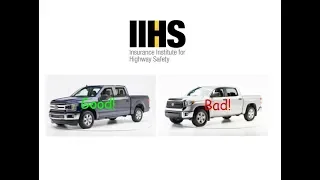 IIHS passenger-side small overlap crash test for 11 pickups