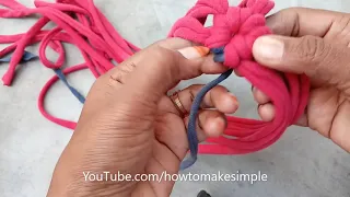 how to make simple Macramé knot door mat from Old Leggings/T shirt at home in #SHORTS Part #01