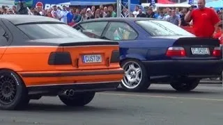 BMW M3 E36 Coupe VS BMW 325i Custom 1/4 Mile Drag Race Viertelmeile Crazy Sound