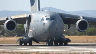 INSANE BOEING C-17 GLOBEMASTER III CLOSE-UP Takeoff with BEAUTIFUL Engine Sound at Faro Airport