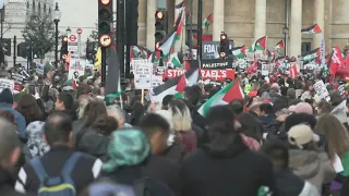 March and rally in solidarity with Palestinians in central London | AFP