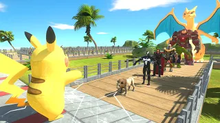 PIKACHU VS CHARIZARD OASIS DEATH RUN - Animal Revolt Battle Simulator