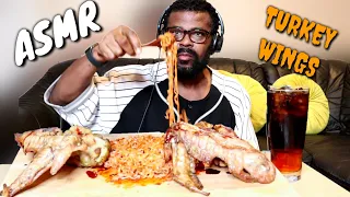 ASMR KOREAN 2X SPICY FIRE NOODLES & HUGE TURKEY WINGS MUKBANG (NO TALKING) | EATING SHOW