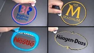 Ice Cream Brand logo Pancake Art - Baskin Robbins, Nestle, Magnum, Häagen Dazs