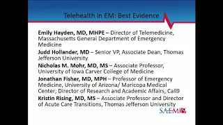 Best Evidence in Telehealth in Emergency Medicine (Telehealth Interest Group Sponsored)