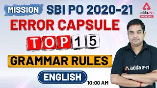 MISSION SBI PO 2020-21 | Error Detection Capsule & Top 15 English Grammar Rules for SBI PO