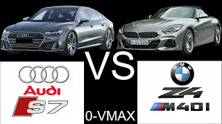 AUDI S7 VS BMW Z4 M40i │ 0-VMAX │ TOPSPEED │ 4k