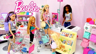 Barbie Dolls Go School Supply Shopping -  Supermarket Toy Store for  Kids