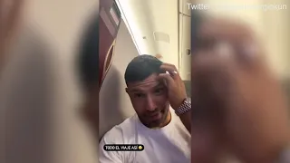 Video: Aguero finds himself surrounded by Brazil fans on his way to Qatar
