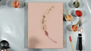 (875) Beautiful Peach and Pewter Dutch Pour Painting  Acrylic Pouring Technique