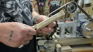 finishing the handle on the file knife