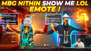 MBG NITHIN Show me lol Emote - Op Ravengeff Video - Free Fire Telugu - MBG ARMY