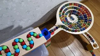 Marble Run ASMR BorneLund Quadrilla & DIY Wave Slope