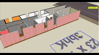 3 Bhk  (23 x 74)  ka 3d house design with car park & 1 big shop || 1700sqft ka house design 3 D me