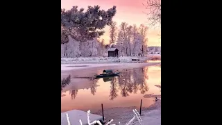 Snowy House and Lake 💕❤🤩 #Snowy #mountains #snow #snowfall #water #mountain #nature #scenary