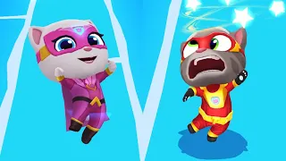 Talking Tom Hero Dash - Aim Big : Super Tom ( Failure ) and Super Angela ( Complete ) Gameplay