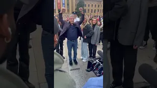 Sylvester Stallone at the Rocky steps in Philadelphia with his family. Great moment.