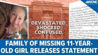 Family of missing 11-year-old girl releases statement