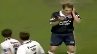 Football player gets flicked by the ear...[fake injury]