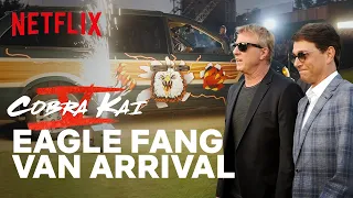 Cobra Kai | Ralph Macchio & William Zabka Surprise Season 5 Premiere in Eagle Fang Van | Netflix