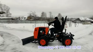 Самодельный минитрактор полный привод.Чуть снега и подключение гидромотора.