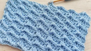 Crochet Simple 3D Sea Wave Blanket Stitch / Beginner Crochet Tutorials