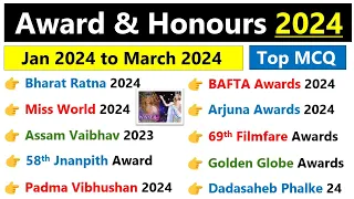 Awards & Honours 2024 Current Affairs | Last 3 Months 2024 CA | Awards Current affairs 2024