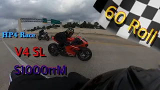 Ducati V4 Superleggera vs BMW HP4 Race vs s1000rr M - 60 Roll